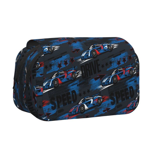 Easygdp Blue Sports Car para Estuche de Lápices con Tapa Flip, Suministros de Oficina y Universidad para Adolescentes y Adultos