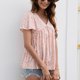 thumbnail image 5 of Blusa de camiseta informal con estampado de manga corta y cuello en V de verano para mujer a la moda Fridja  hjk3783, 5 of 7