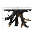 thumbnail image 4 of DecMode 49" x 32" Black Teak Wood Handmade Live Edge Tree Stump Console Table with Clear Glass Top, 1-Piece, 4 of 18