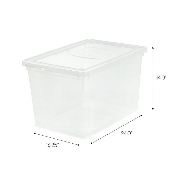 IRIS USA 17 Quart Plastic Storage Bin Tote Organizing Container with  Latching Lid, Stackable and Nestable, Clear, 4 Pack