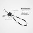 thumbnail image 2 of Elegant black bow beaded mobile phone charm -Stylish and lovely wrist strap, cute accessories - Perfect for iPhone, 2 of 4