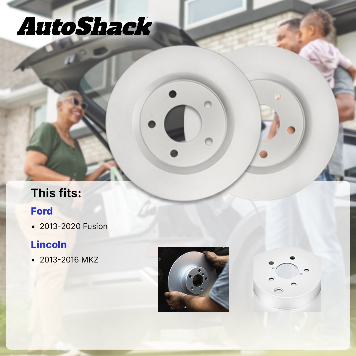 AutoShack Front Brake Rotors for Ford & Lincoln, Fusion 2013-2020 MKZ 2013-2016, AWD FWD L4 1.5L 1.6L 2.0L 2.5L - Coated - ArmorStop - 11.81" (300 mm), 5-Lug
