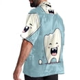 thumbnail image 3 of Tiny teeth Men's Casual Printed Hawaiian Poplin Button Down Short Sleeve Beach Shirt Unisex, 3 of 6