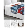 thumbnail image 5 of Full Size Flat Sheet Only, Fire Trucks Soft Brushed Microfiber Bed Sheets, Modern Cartoons Vehicles Hotel Quality Breathable Bedding Top Sheet, Easy Care, 81"x96", 5 of 9