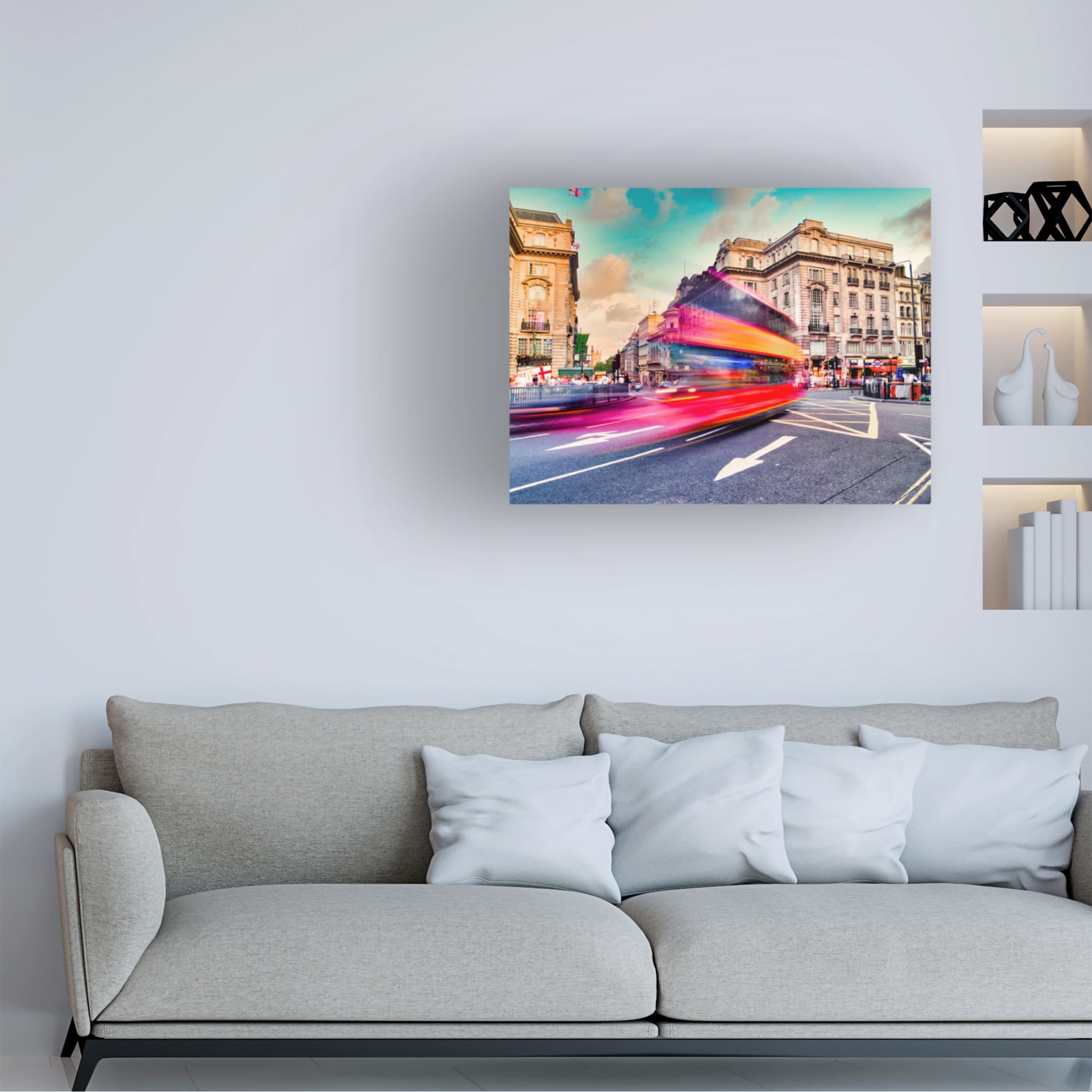 Canvas Wall Art - Mark A Paulda 'Piccadilly Circus Rush Hour II' Wall Art for Living Room, Bedroom, or Office Décor by Trademark Fine Art - 47 x 35 Inches