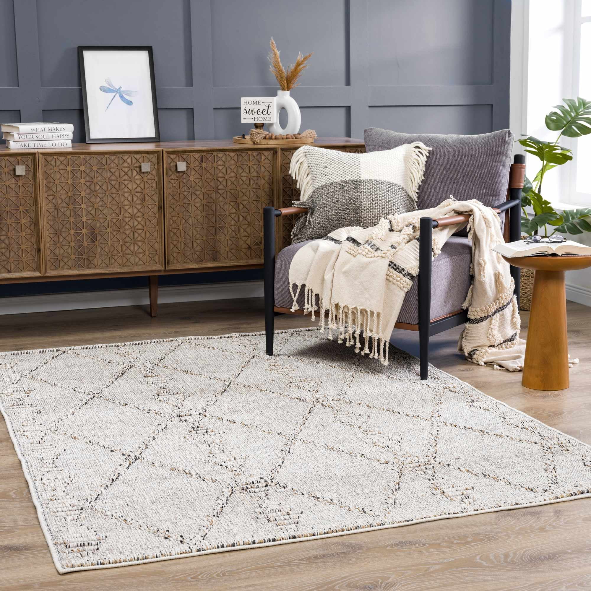 Hauteloom Siesta Outdoor Rug - Outside Porch Patio Area Rug Carpet - Waterproof Rug - Farmhouse - Brown, Bone, Cream - 2' x 3'