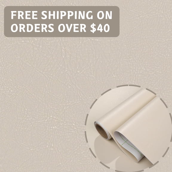 Beige Faux Leather Texture PVC Peel-and-Stick Wallpaper Self-Adhesive, Waterproof & Easy-Clean Vinyl Roll -Removable Luxe Accent Wall & Furniture Makeover for Living Room, Bedroom & Office