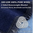 thumbnail image 6 of Poyet Motte Aubisque Heavyweight 100% Wool All Natural Blanket, Full/Queen Size, Navy/Blue, 6 of 9