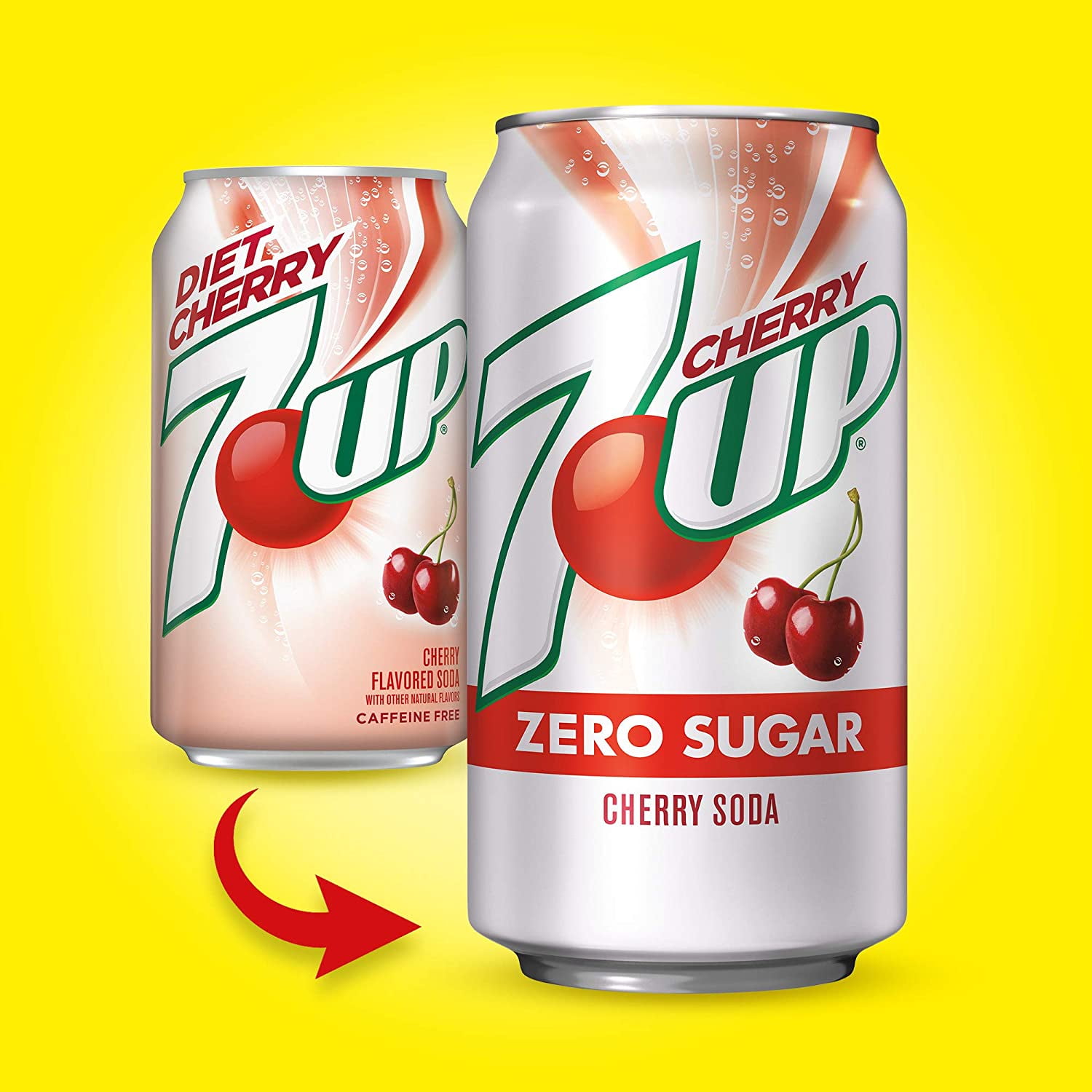 7UP Cherry Zero Sugar Soda Soft Drink, 12 oz. Cans (Pack of 24)