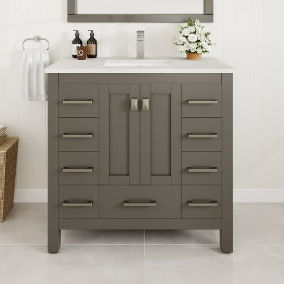 Eviva Hampton 36 X18-inch depth Dark Grey Bathroom Vanity