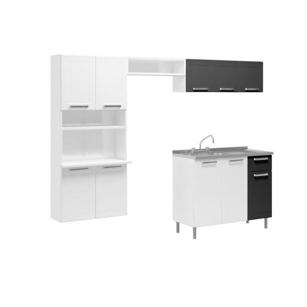Cocina Integral Bertolini Multipla Blanco y Negro 4 Piezas