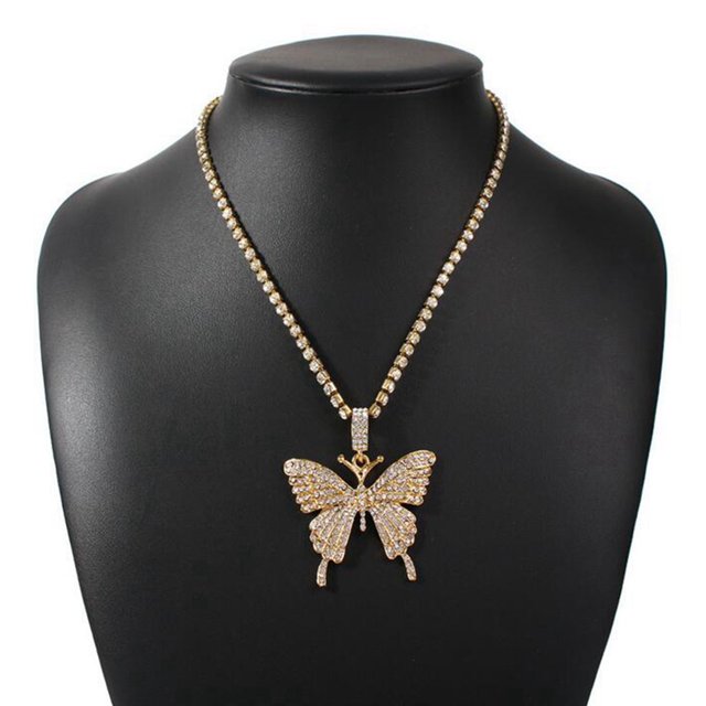 Collier Chaîne Papillon Vintage Pendentif Papillon en Strass pour Femmes