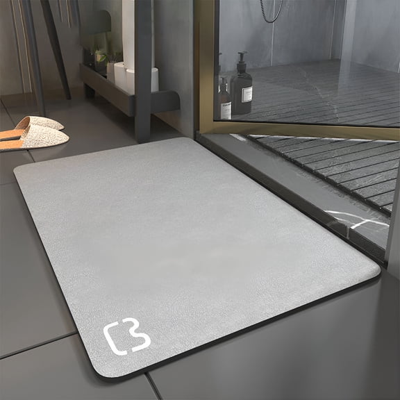 HIBIBUD Stone Bath Mat Diatomaceous Earth Bath Mat Non-Slip Super Absorbent Stone Bath Mats for Bathroom Quick Drying Diatomite Stone Shower Mat Large Natural Easy to Clean (23.6脳15.7" Gray)