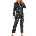 thumbnail image 5 of Tnhcen Women's Moon Star Print Sleepwear Set - 2-Piece Long Sleeve Button-Up Shirt with Elastic Waist Pants | Soft Stretchy Cozy Pajamas for Women S-XL, 5 of 6