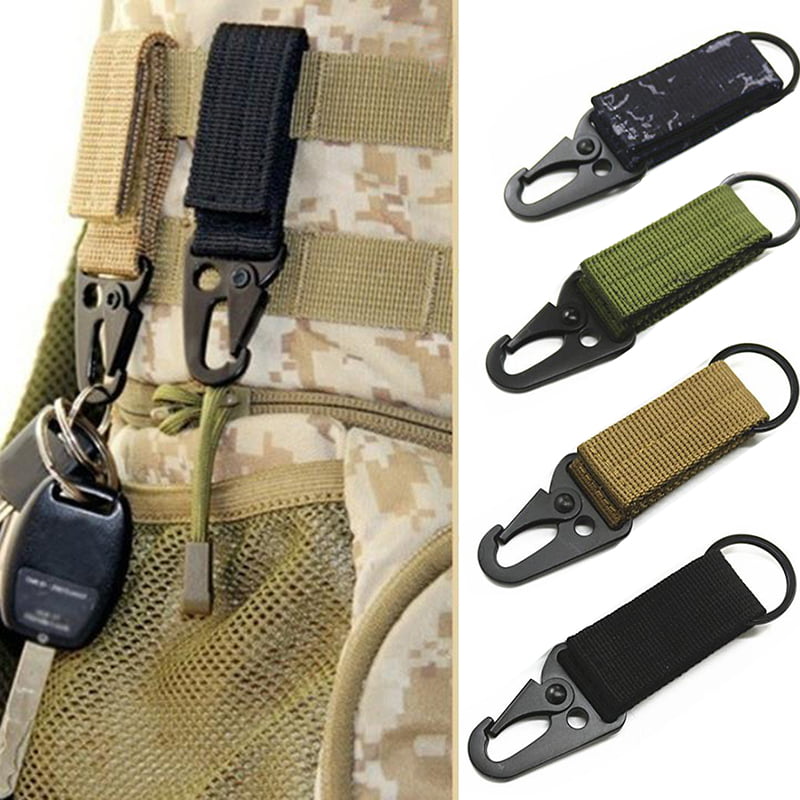 4pcs Tactical Webbing Carabiner Molle Hanging Belt Buckles Hooks D-ring Key Clip 