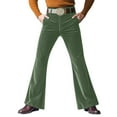 thumbnail image 2 of Men's Vintage 60s 70s Bell Bottom Pants, Classic Comfort Flared Jeans Retro Disco Outfits for Theme Parties and Events (Without Belt),Green,M, 2 of 6