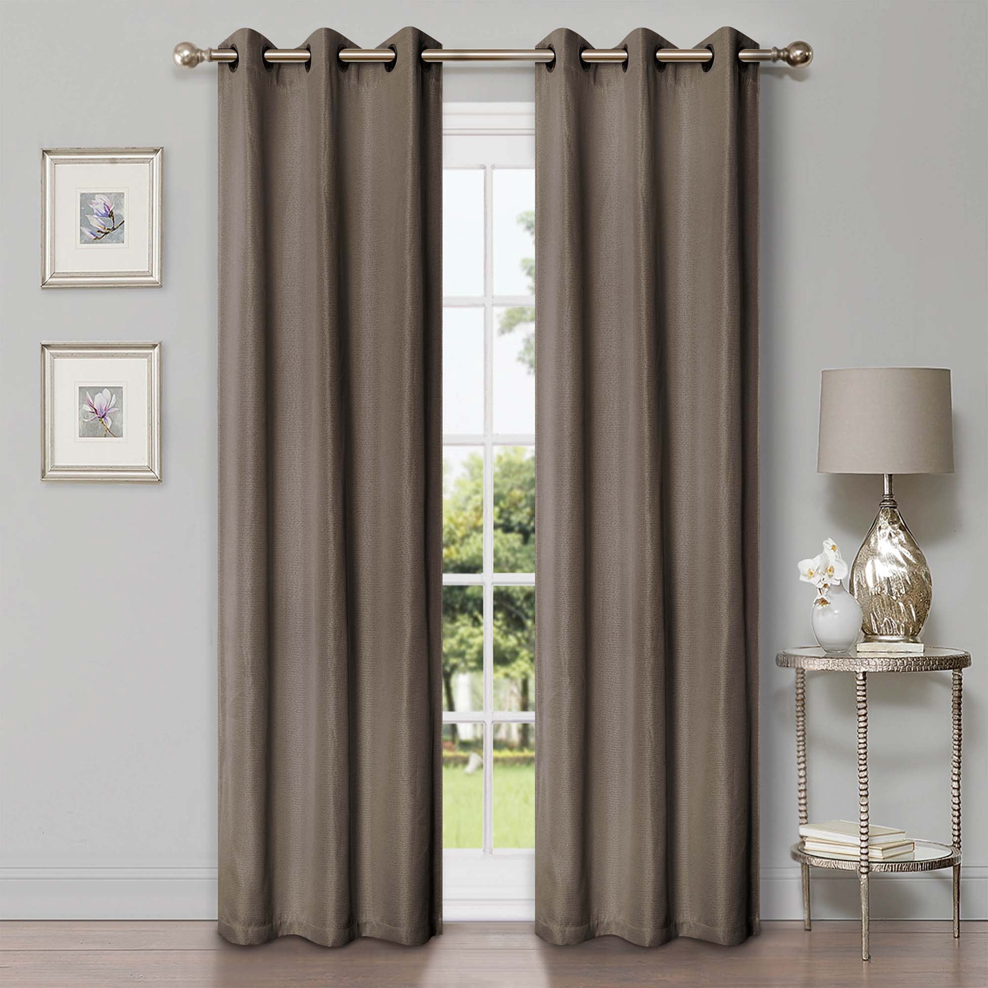 Linen Solid Blackout Curtain Panels, 42" x 96", Coriander by Blue Nile Mills
