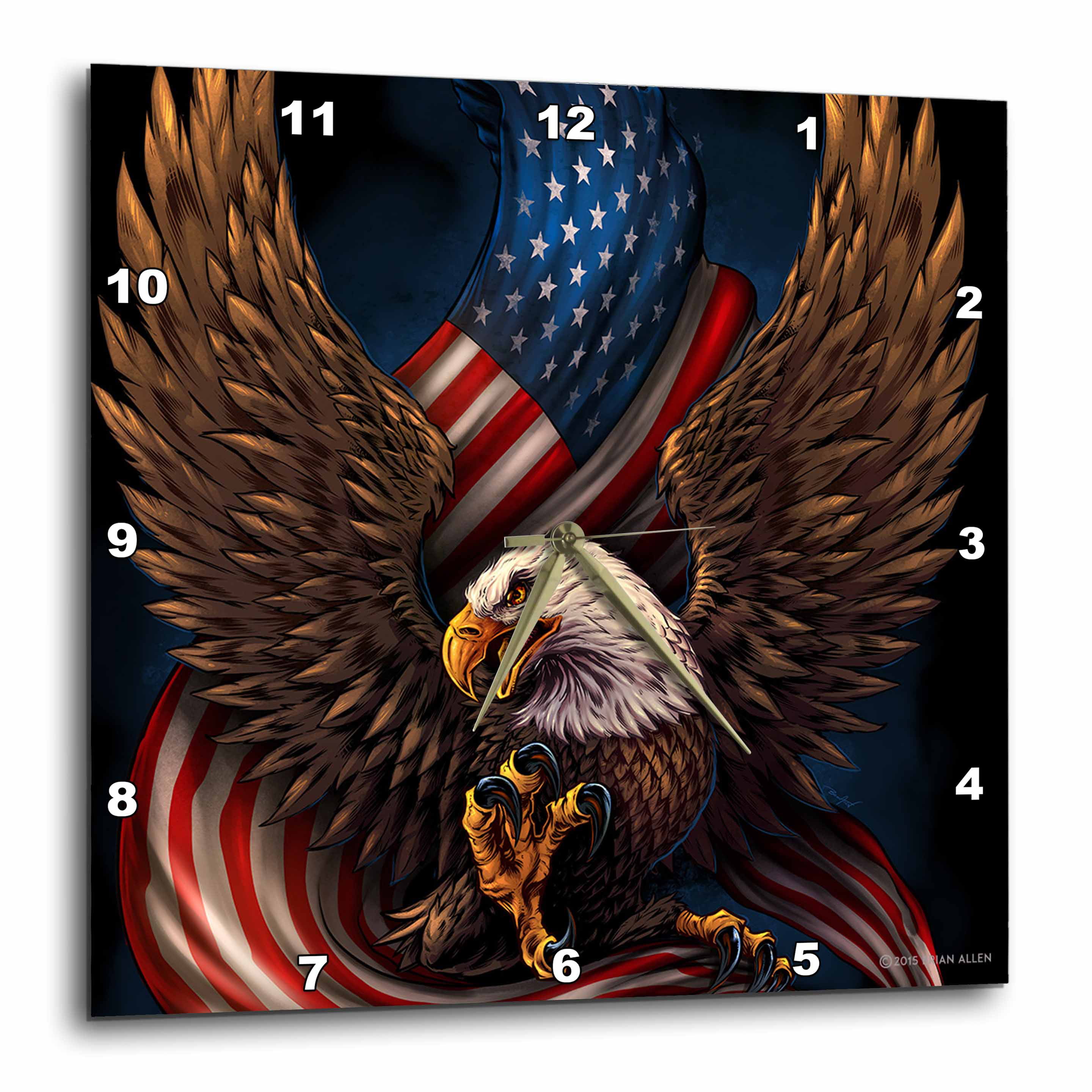 New Clock Bald Eagle and United States Flag American Pride Wall Clock rare! 