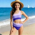 thumbnail image 4 of hengsof Girl's One Piece Swimsuits Colorblock Asymmetrical Neck Cut Out Kids Swimwear Essential for Children at the Beach, 4 of 5