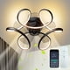 thumbnail image 3 of 1pc Ceiling Fan With Light Remote Low Profile Ceiling Fan 6 Speeds 3 Colors Modern Small Flush Mount Ceiling Fans Reversible Dimmable Geometric For Living Room Bedroom Kitchen, Black, White, 3 of 5