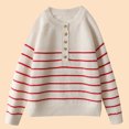 thumbnail image 4 of biudgviw Girls Sweaters Cotton Striped Knit Blouses Tops Long Sleeve Crew Neck Childrens Pullover Shirts for 4-16 Years, 4 of 7