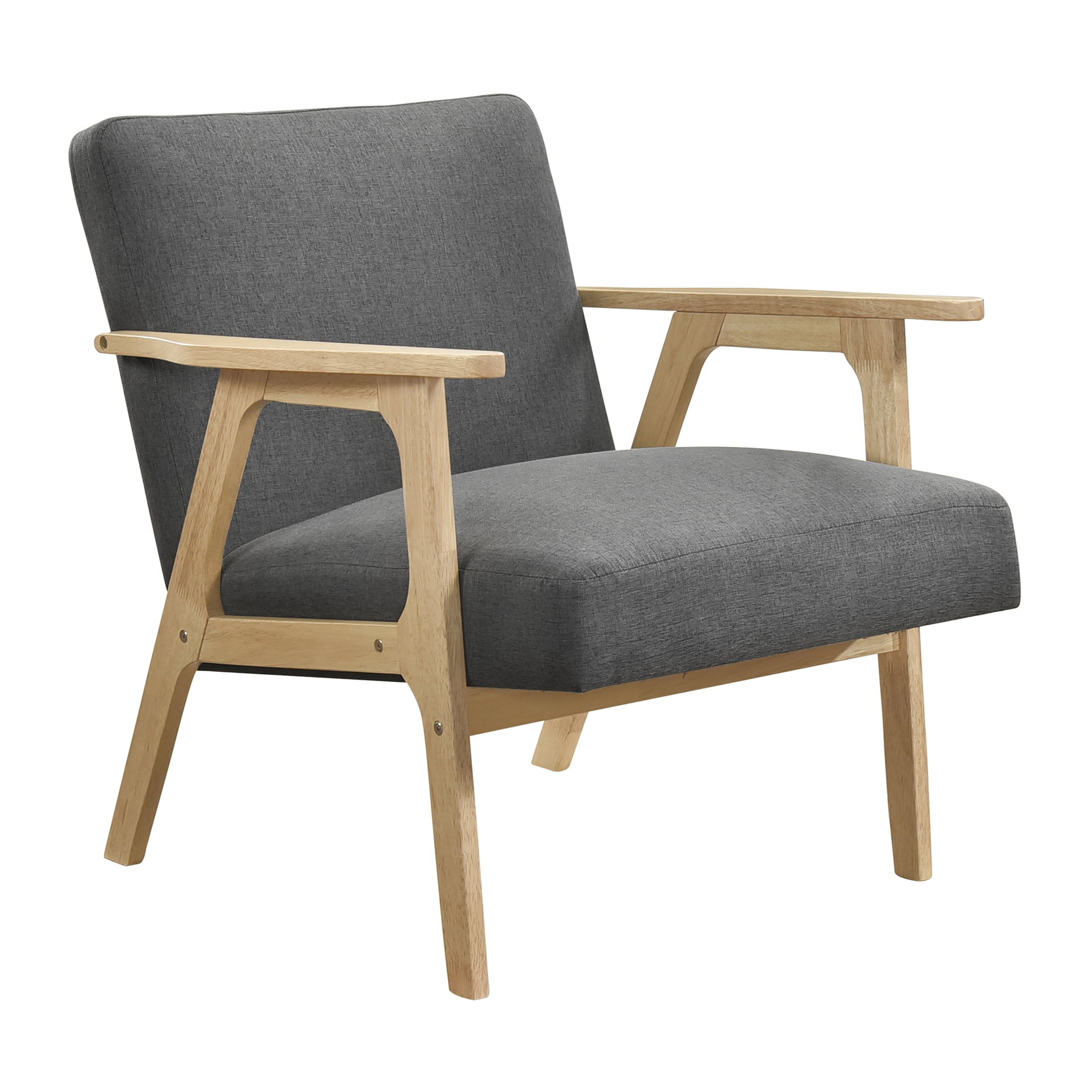 OakvillePark Harrowveil Textured Fabric Accent Chair, Dark Gray/Natural Wood