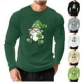 thumbnail image 1 of VBTAPA Chandails Gaufrés Thermiques pour Hommes, Col Rond à Manches Longues pour la Saint-Patrick, T-Shirts à Enfiler à Col Rond, Hauts en Tricot Texturé Doux, Vert Armée, TG, 1 of 6