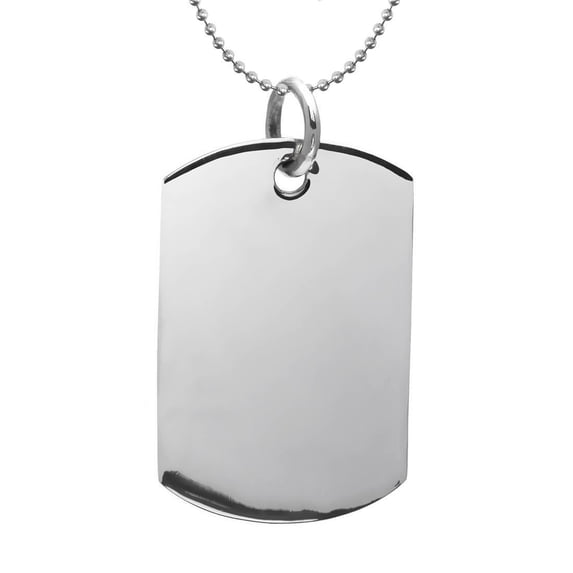 Silverly Women's 925 Sterling Silver Large Military Dog Tag Pendant 180 Gauge Ball Necklace, 46 cm