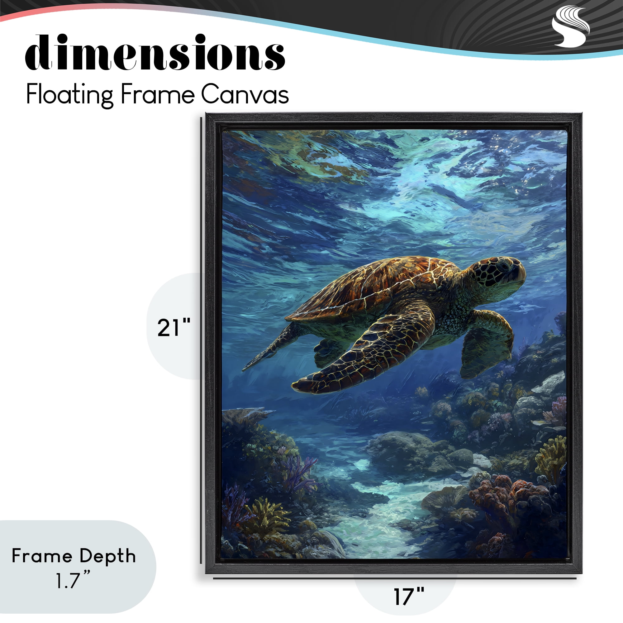 Stupell Industries Oceanic Adventurer Tortoise Black Framed Floater Canvas Wall Art, design by Franklyn Gregory