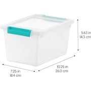IRIS 4 Qt Plastic Storage Bins, Stackable, Clear, 6Pk