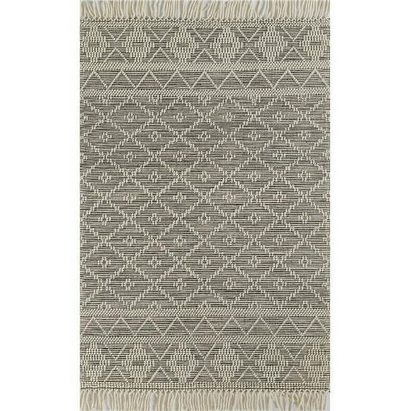 Momeni Boulder Hand Woven Wool and Cotton Geometric Charcoal Area Rug 9' X 12'