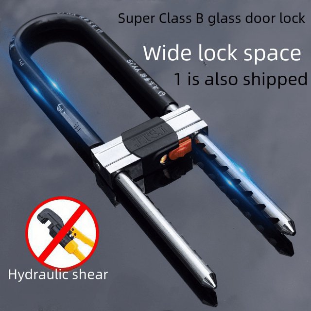 Glass Door Lock U-Lock Shop Door Lock Double Door Anti-Theft Lock Household Long U-Lock Electric Motorcycle Lock.