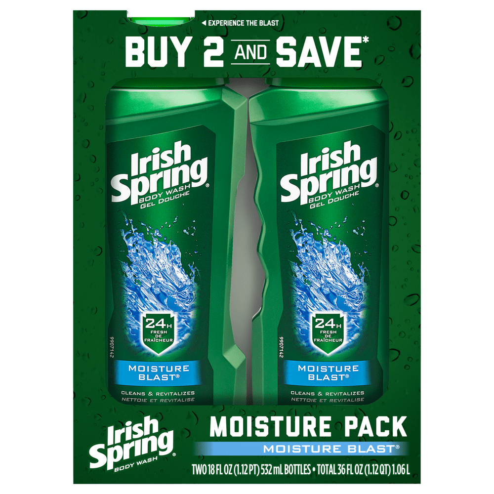 Irish Spring Moisture Blast Men's Face & Body Wash, Moisturizing Body