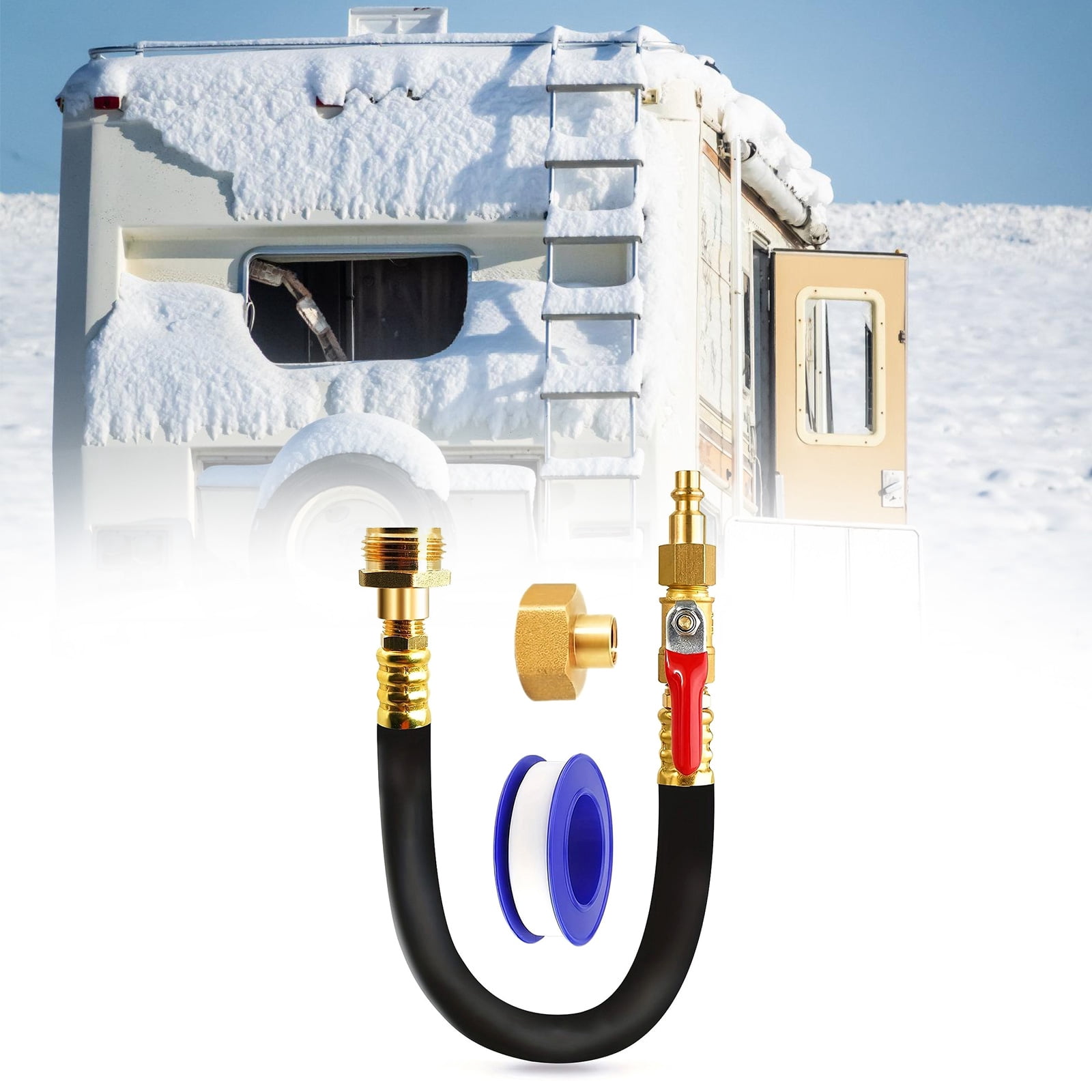 Winterize Sprinkler Blowout Adapter Hose Male Female Quick Connecting Sprinkler Winterization Kits with Shut Close Valves