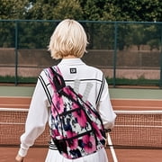 Pickleball Bag with Padded Back, Flower White Multi-Compartment Paddle Backpack, Lightweight Nylon Sports Bag for Men & Women