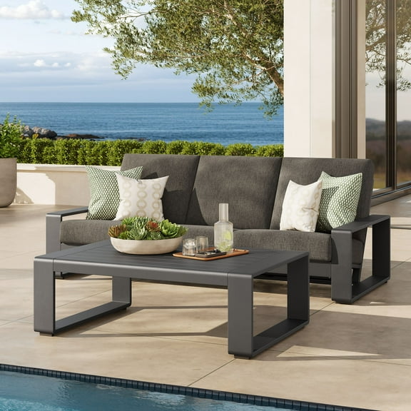 Lirienne 2-Piece Outdoor Patio Aluminum Furniture Set in Smoke