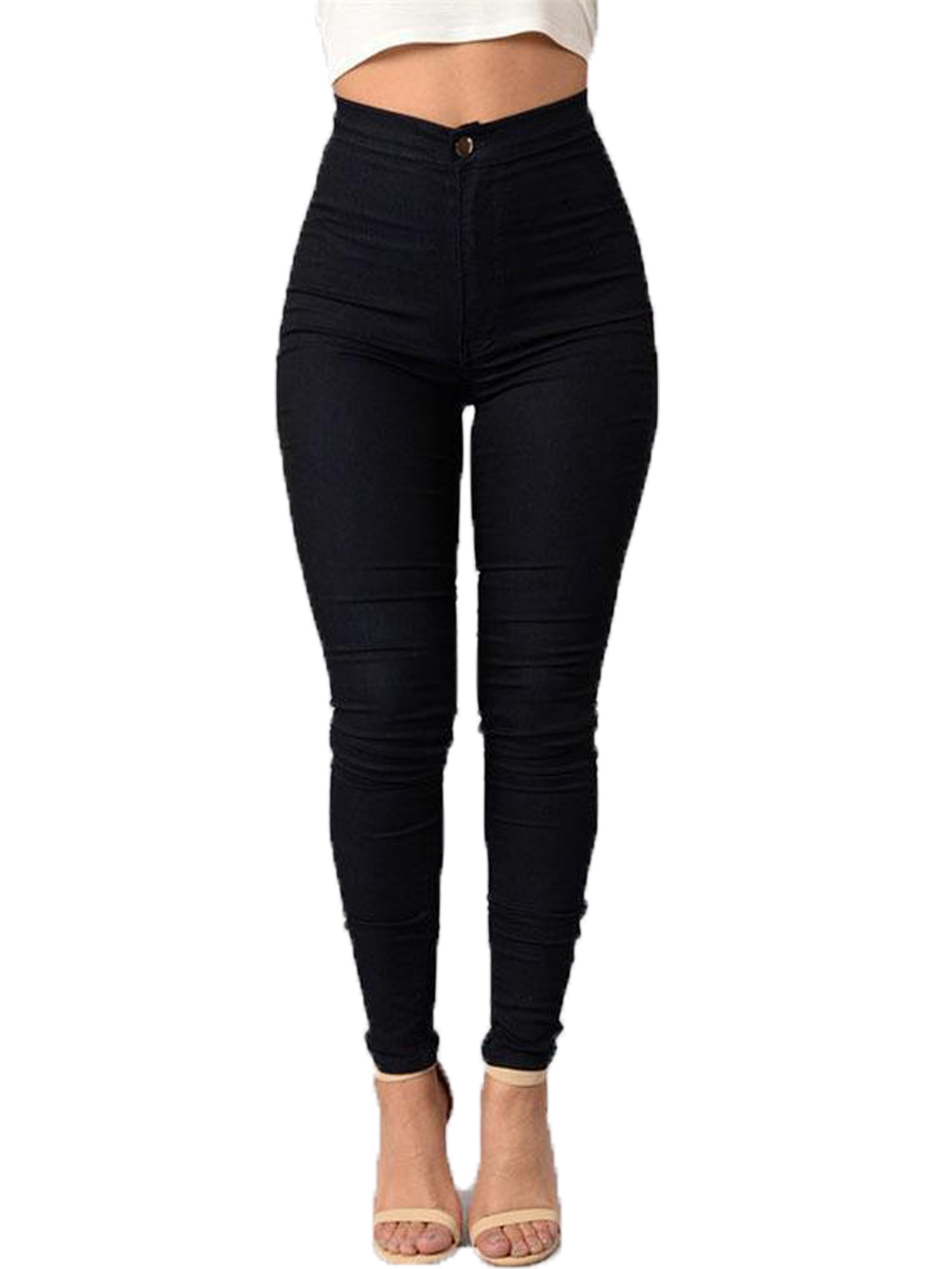 ladies black high waisted jeans