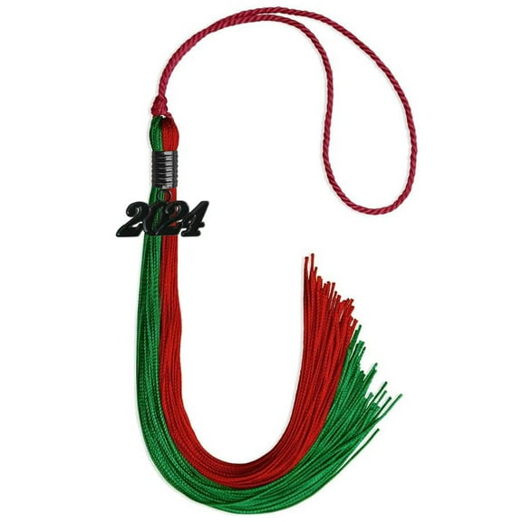 Endea Graduation Green/Red Graduation Tassel with Black Date Drop