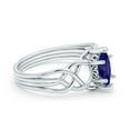 thumbnail image 2 of Marquise Cut Blue Sapphire Diamond Ring, September Birthstone Ring, Celtic Knot Criss Cross Shank Ring, Solitaire Diamond Ring, 14K White Gold Plated, 1.5 Ct Simulated Sapphire, Gemstone Ring, 2 of 3