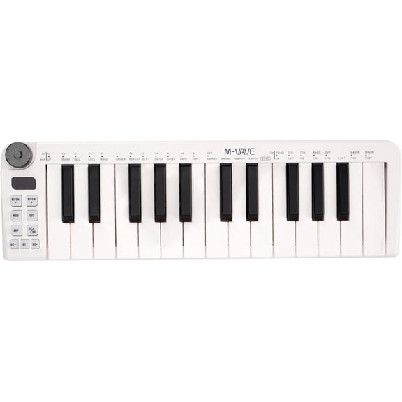 25 Keys Mini Keyboard – Professional Beat Maker and Keytar for Keyboard Music Production Builtin Battery Wireless Connect White