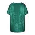 thumbnail image 5 of HAiming Women's Plus Size Sequin Tops Casual Sparkly Glitter Short Sleeve V Neck Loose T Shirts Plus Size Party Blouse, 5 of 5