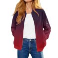 thumbnail image 2 of Women's Gradient Color Casual Windbreaker with Zippered Sleeve Pockets, Lightweight Soft Fabric Jacket for Daily Wear, Comfortable Outdoor Zipper Coat with Fashionable Ombre Design Red S, 2 of 7