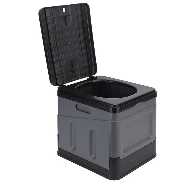 Toilettes pliantes portables pour camping, toilettes de voyage portables avec couvercle pour camping-car, voyage, randonnée en plein air, noir et gris