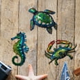 thumbnail image 2 of Beach Wall Decor, Metal Coastal Ocean Tropical Decor, Sea Turtle Crab Seahorse, Beach Themed Decoration for Bathroom Bedroom Fence Home Indoor Outdoor, Nautical Tropical Decor, Wall Art 10 inch 3 Pac, 2 of 7