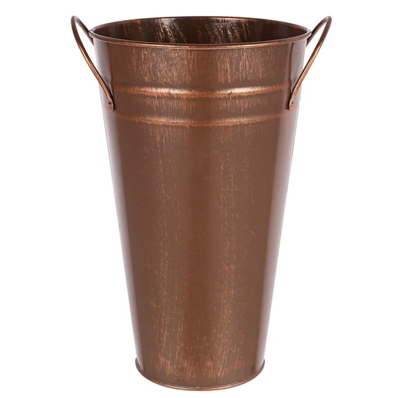 MLINS Outdoors Mid Tin Bucket Flower Pot 25.00X18.00X15.00CM Coffee