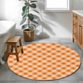 thumbnail image 5 of 3.3ft Washable Round Rug, Autunm Orange Non-Slip Circle Area Rug for Entryway Bedroom, Lattice Indoor Accent Floor Mat for Home Decor, 5 of 9