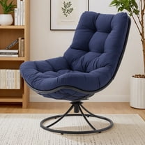 Dovov Swivel Accent Chair, 360° Upholstered Swivel Chair Modern Lounge Chair Comfy Reading Chair with Soft Cushion and Metal Frame, Blue