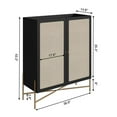 thumbnail image 6 of Boho Bar Cabinet - 36"L x 43"H with Gold Iron Legs, 2 Rattan Door Sideboard, Nero Black, 6 of 6