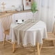 thumbnail image 3 of Rustic themed tablecloth, heavy duty seam with tassels (round, 60", linen), cotton and linen, 3 of 5