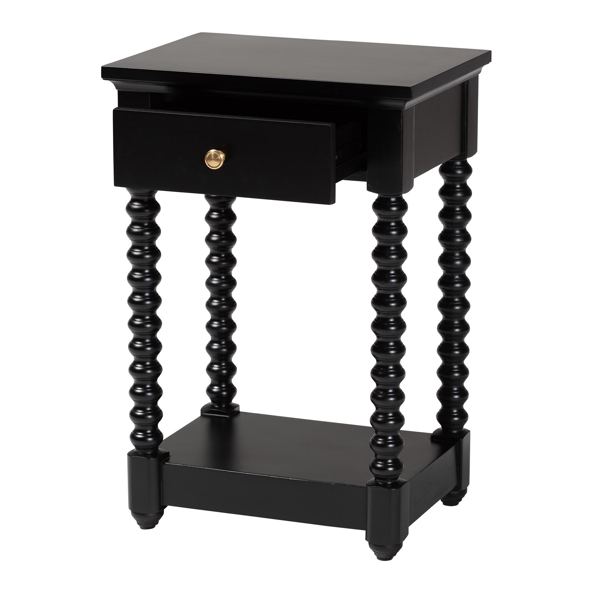 bali & pari Terentia Mid-Century Nightstand, 1-Drawer, Black